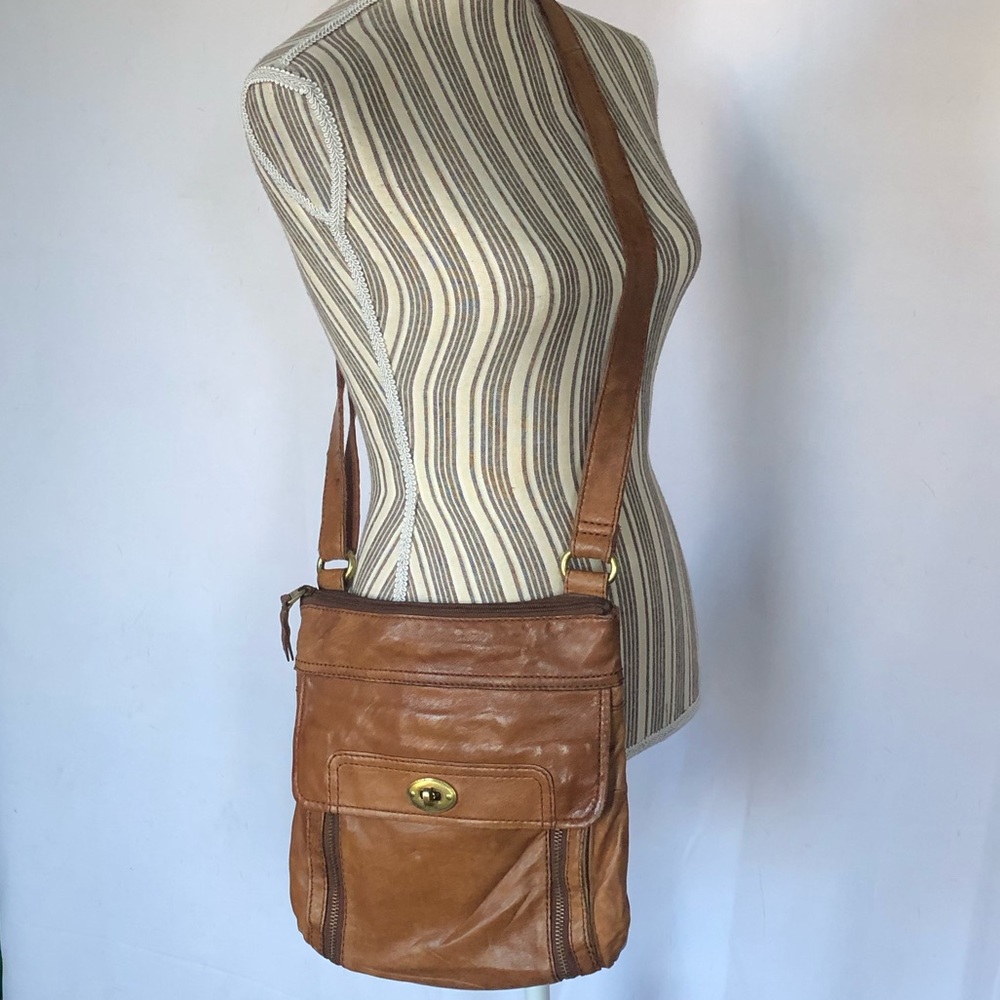 Fossil super soft brown leather crossbody bag